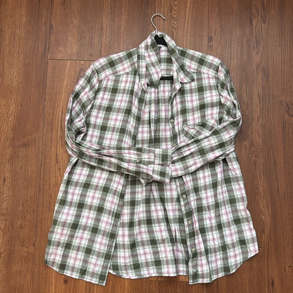 EB pink and green plaid flannel